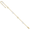 14K Two-tone Polished Open Hearts 5-Station 9 inch Plus 1 inch Extender - Total 10 inch Anklet