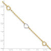 14K Two-tone Polished Open Hearts 5-Station 9 inch Plus 1 inch Extender Total 10 inch Anklet