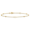 14K Polished Infinity and Beads 9 inch Plus 1 inch Extender Total 10 inch Anklet
