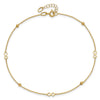 14K Polished Infinity and Beads 9 inch Plus 1 inch Extender - Total 10 inch Anklet