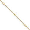 14K Polished Infinity and Beads 9 inch Plus 1 inch Extender Total 10 inch Anklet