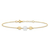 14K Two-tone Polished Three Cut-out Flowers 9 inch Plus 1 inch Extender - Total 10 inch Anklet