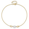 14K Two-tone Polished Three Cut-out Flowers 9 inch Plus 1 inch Extender - Total 10 inch Anklet