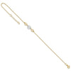 14K Two-tone Polished Three Cut-out Flowers 9 inch Plus 1 inch Extender Total 10 inch Anklet