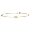 14k Leaf and Glass Eye Bead 9 inch Plus 1 inch Extender Total 10 inch Anklet