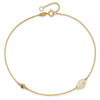 14k Leaf and Glass Eye Bead 9 inch Plus 1 inch Extender - Total 10 inch Anklet