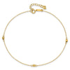 14K Mirror Beads 3-Station 9 inch Plus 1 inch Extender - Total 10 inch Anklet