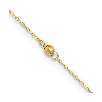 14K Mirror Beads 3-Station 10 inch Plus 1 inch Extender - Total 11 inch Anklet