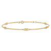 14K Fancy Filigree Link 5-Station 9 inch Plus 1 inch Extender Total 10 inch Anklet
