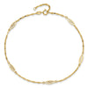 14K Fancy Filigree Link 5-Station 9 inch Plus 1 inch Extender Total 10 inch Anklet