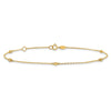 14K Bezel-set CZ 5-Station 9 inch Plus 1 inch Extender - Total 10 inch Anklet