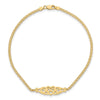 14k Polished Filigree Heart and Bismark Chain 9 inch Anklet