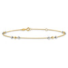 14K Two-tone Diamond-cut Beaded 4-Station 9 inch Plus 1 inch Extender Total 10 inch Anklet