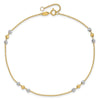 14K Two-tone Diamond-cut Beaded 4-Station 9 inch Plus 1 inch Extender Total 10 inch Anklet