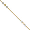 14K Two-tone Diamond-cut Beaded 4-Station 9 inch Plus 1 inch Extender Total 10 inch Anklet