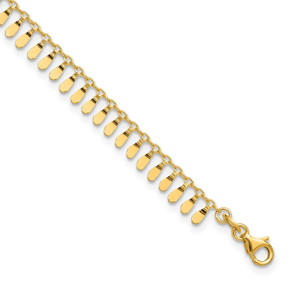 14K Polished Fancy Dangles 9 inch Plus 1 inch Extender Total 10 inch Anklet