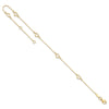 14K Open Heart and Chain 5-Station 9 inch Plus 1 inch Extender - Total 10 inch Anklet