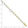 14K Two-tone 5 Hearts and Paperclip Links 9 inch Plus 1 inch Extender Total 10 inch Anklet