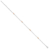 14K Two-tone White and Rose Satin Hearts 4-Station 9 inch Plus 1 inch Extender Total 10 inch Anklet