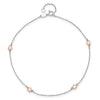 14K Two-tone White and Rose Satin Hearts 4-Station 9 inch Plus 1 inch Extender Total 10 inch Anklet