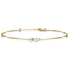 14k Two-tone Diamond-cut Double Hearts 3-Station 9 inch Plus 1 inch Extender - Total 10 inch Anklet