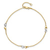 14k Two-tone Diamond-cut Double Hearts 3-Station 9 inch Plus 1 inch Extender - Total 10 inch Anklet