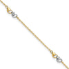 14k Two-tone Diamond-cut Double Hearts 3-Station 9 inch Plus 1 inch Extender Total 10 inch Anklet