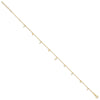 14K Polished Dangle Crosses and Circles 9 inch Plus 2 in Extender - Total 11 inch Anklet