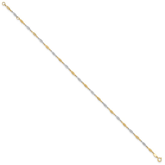 14K Two-tone Diamond-cut Infinity Link 9 inch Plus 1 inch Extender Total 10 inch Anklet