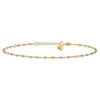 14K Two-tone Diamond-cut Bead 10 inch Plus 1 inch Extender - Total 11 inch Anklet