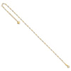 14K Two-tone Diamond-cut Bead 10 inch Plus 1 inch Extender - Total 11 inch Anklet
