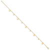 14K Polished Circle Dangles 9 inch Plus 1 inch Extender - Total 10 inch Anklet
