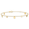 14K Polished Circle Dangles 9 inch Plus 1 inch Extender - Total 10 inch Anklet