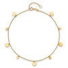 14K Polished Circle Dangles 9 inch Plus 1 inch Extender - Total 10 inch Anklet