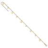 14K Polished Circle Dangles 9 inch Plus 1 inch Extender - Total 10 inch Anklet