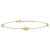 14K Polished Three Station Fancy Link 9in Plus 1in extension Anklet