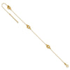 14K Polished Three Station Fancy Link 9in Plus 1in extension Anklet