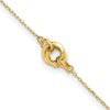 14K Polished Three Station Fancy Link 9in Plus 1in extension Anklet