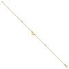 14k Two-tone Polished Puffed Heart with Beads 10 inch Anklet