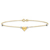 14k Two-tone Polished Puffed Heart with Beads 10 inch Anklet