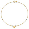 14k Two-tone Polished Puffed Heart with Beads 10 inch Anklet