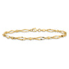 14k Polished Twisted Oval and Mirror Beads 9 inch Anklet