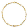 14k Polished Twisted Oval and Mirror Beads 9 inch Anklet