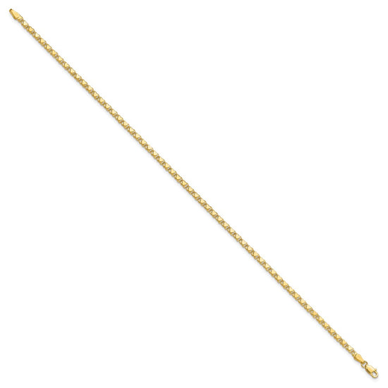 14k Polished Double-Sided Heart Solid 3mm Double Link 8 inch Charm Bracelet