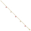 14k Pink and White Enameled Butterfly Dangles 9 inch Plus 1 inch Extender Total 10 inch Anklet