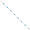 14k White Gold Blue Enameled Butterflies 7-Station 10 inch Anklet