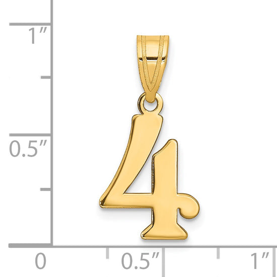 14k Polished Number 4 Pendant
