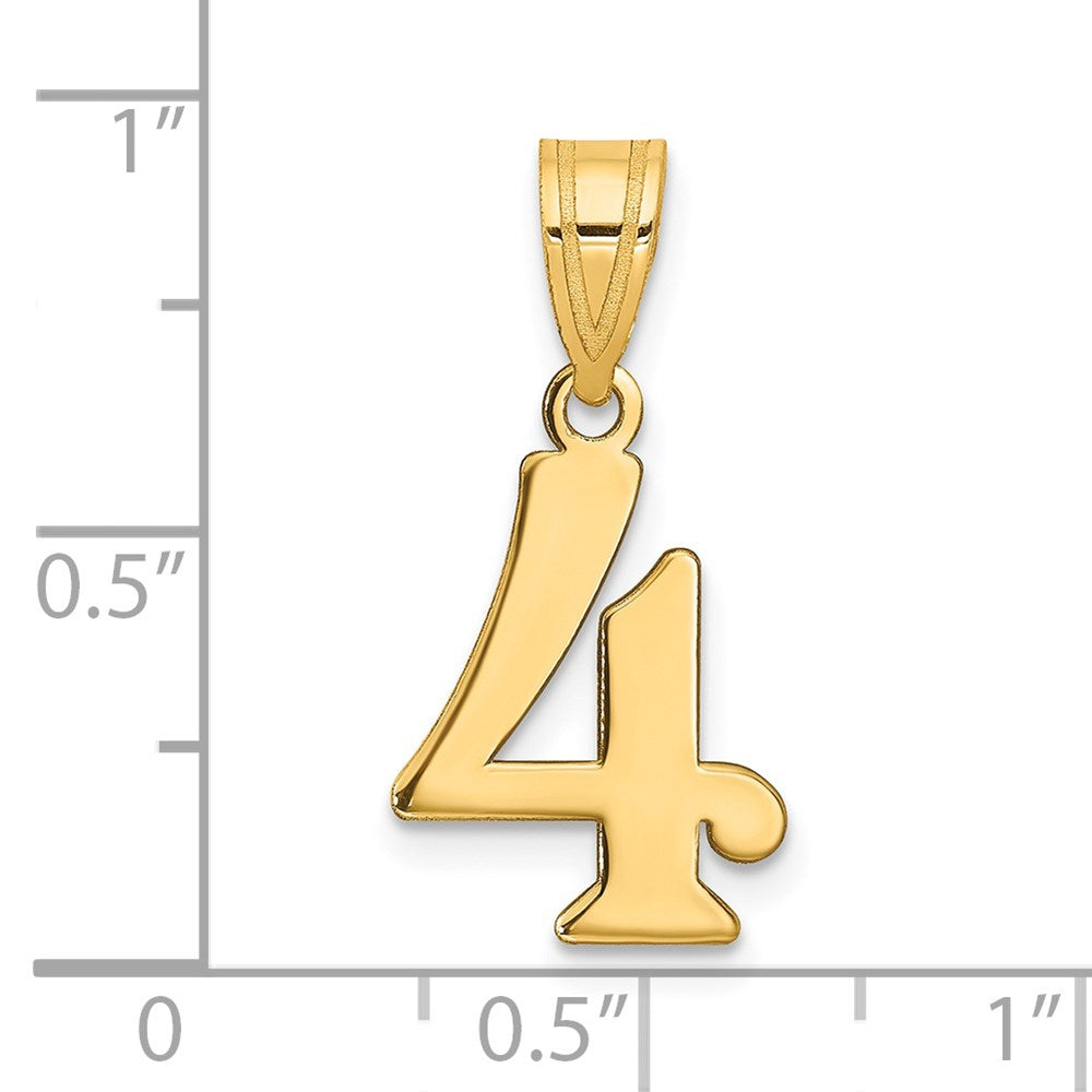 14k Polished Number 4 Pendant