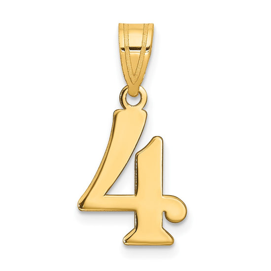 14k Polished Number 04 Pendant