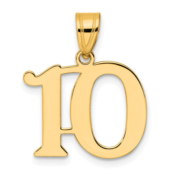 14k Polished Number 10 Pendant